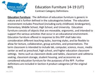 Education Furniture 14-19 (UT) Contract Category Definitions