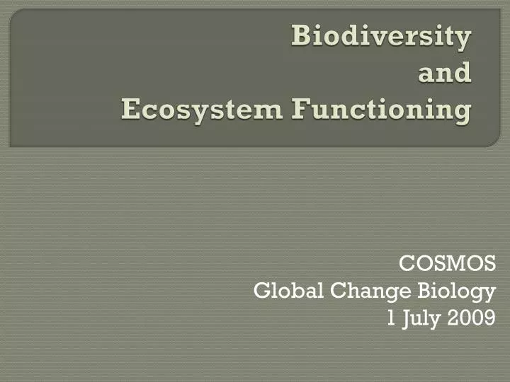 biodiversity and ecosystem functioning