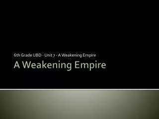 A Weakening Empire