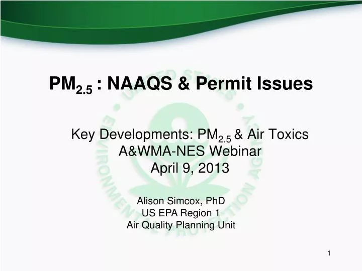pm 2 5 naaqs permit issues
