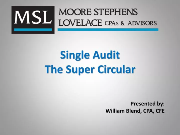 single audit the super circular
