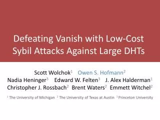 Defeating Vanish with Low-Cost Sybil Attacks Against Large DHTs