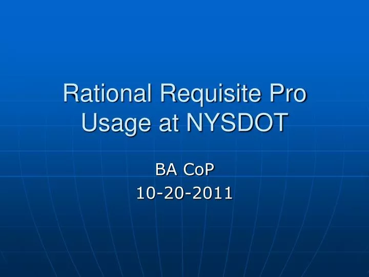 rational requisite pro usage at nysdot