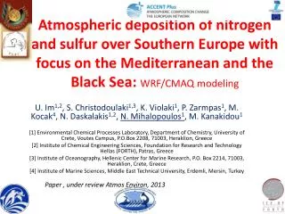 Paper , under review Atmos Environ, 2013