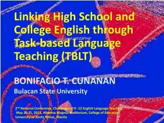 Linking High School and College English through Task-based Language Teaching (TBLT)