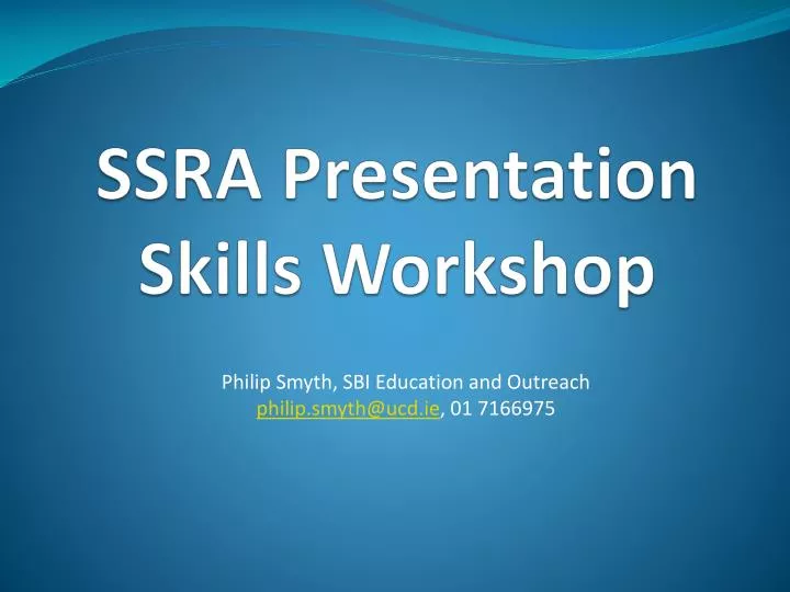 ssra presentation skills workshop