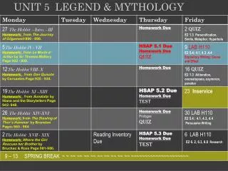 Unit 5 Legend &amp; Mythology