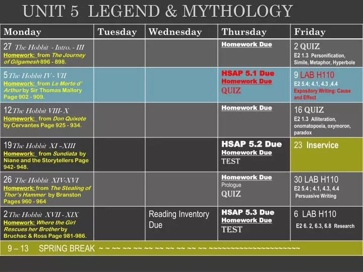 unit 5 legend mythology