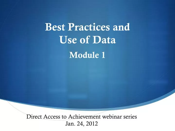 best practices and use of data