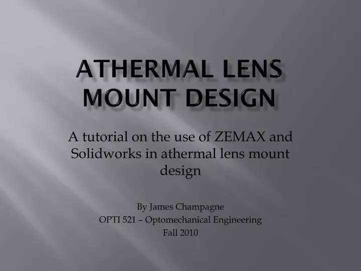 athermal lens mount design