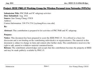 Project: IEEE P802.15 Working Group for Wireless Personal Area Networks (WPANs)