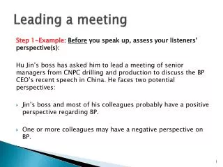 L eading a meeting