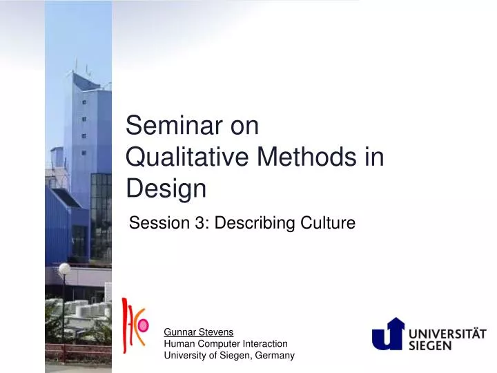 seminar on qualitative methods in design