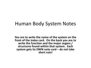 Human Body System Notes