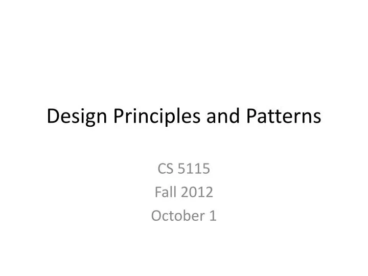 design principles and patterns