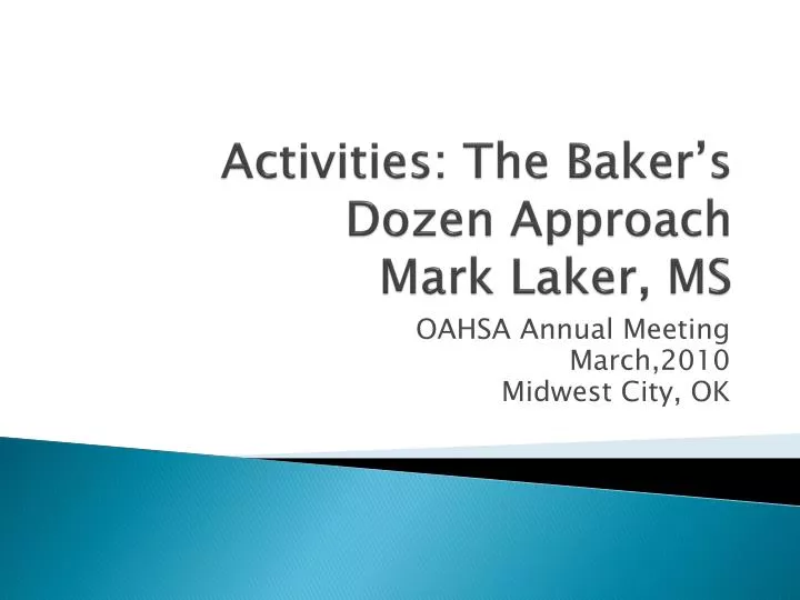 activities the baker s dozen approach mark laker ms