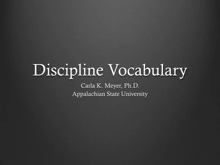 discipline vocabulary