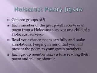 Holocaust Poetry Jigsaw