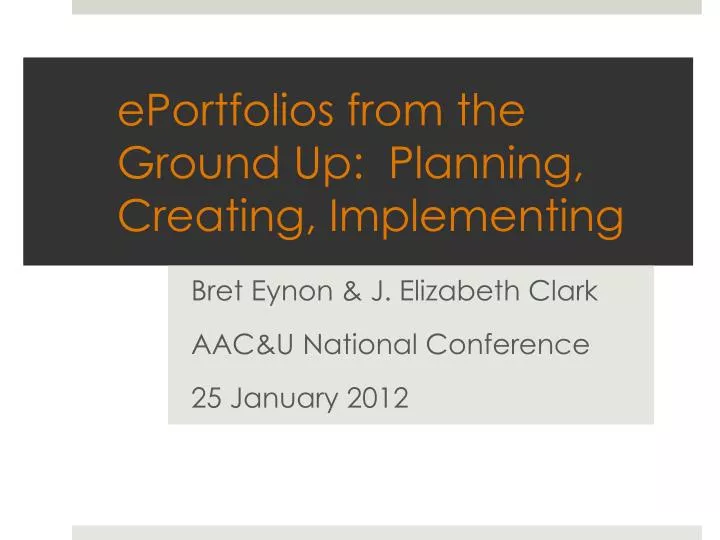 eportfolios from the ground up planning creating implementing