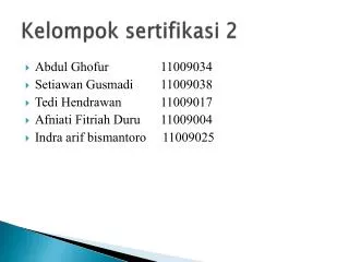 kelompok sertifikasi 2
