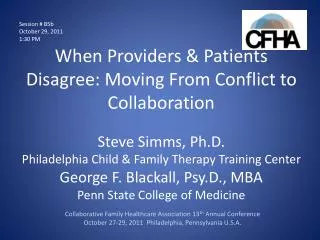 When Providers &amp; Patients Disagree: Moving From Conflict to Collaboration