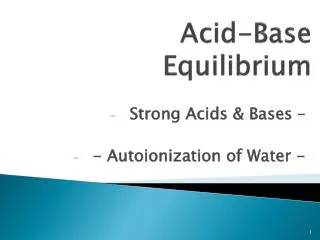 Acid-Base Equilibrium