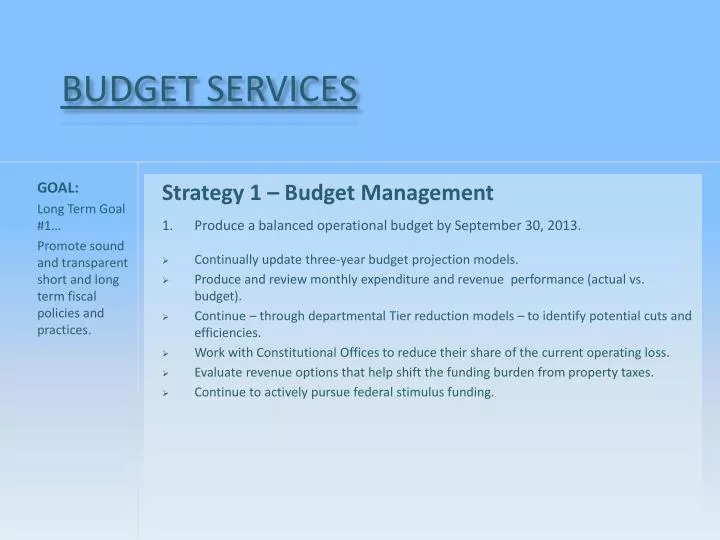 budget services