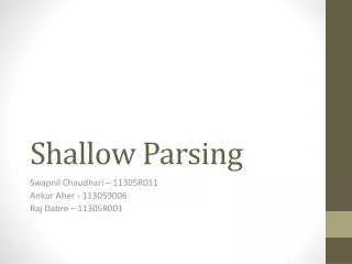 Shallow Parsing