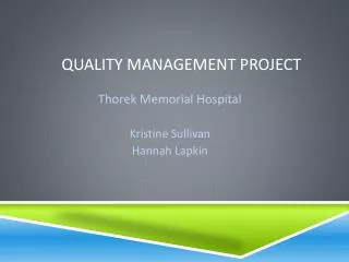 Quality management Project