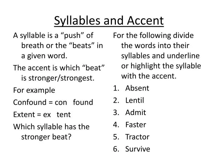 syllables and accent