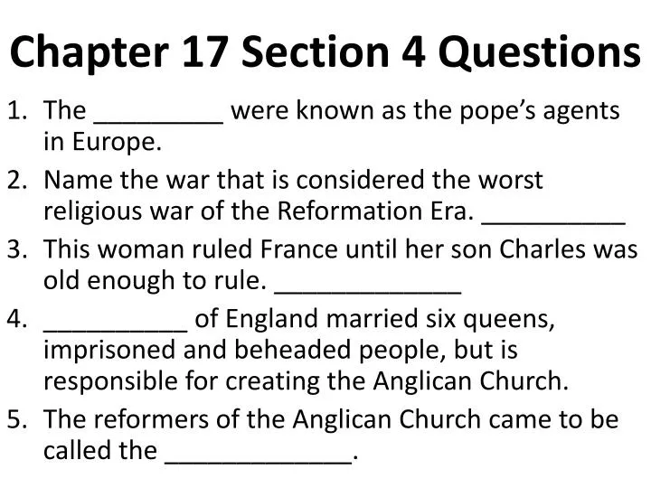 chapter 17 section 4 questions