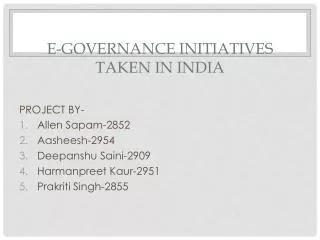 E-GOVERNANCE INITIATIVES TAKEN IN INDIA