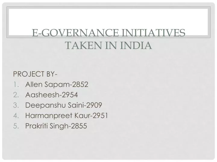 e governance initiatives taken in india