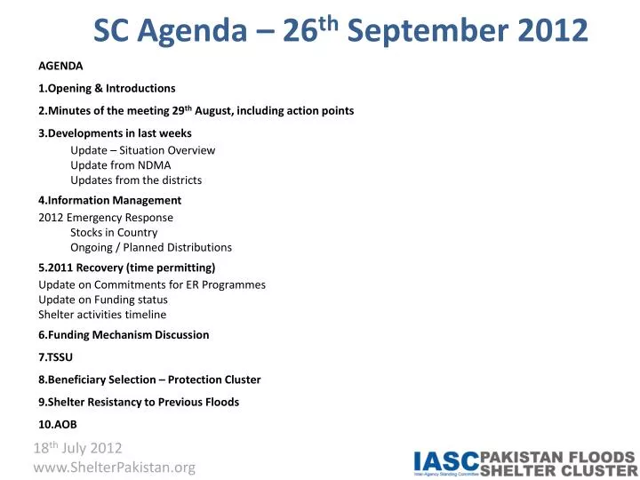 sc agenda 26 th september 2012