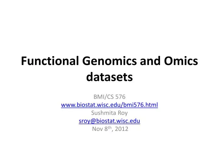 functional genomics and omics datasets