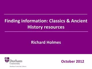 Finding information: Classics &amp; Ancient History resources