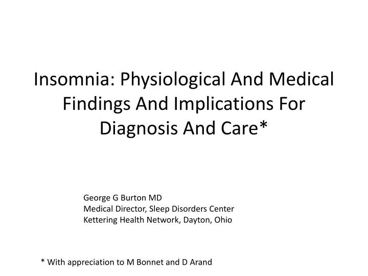 insomnia physiological and medical findings and implications for diagnosis and care