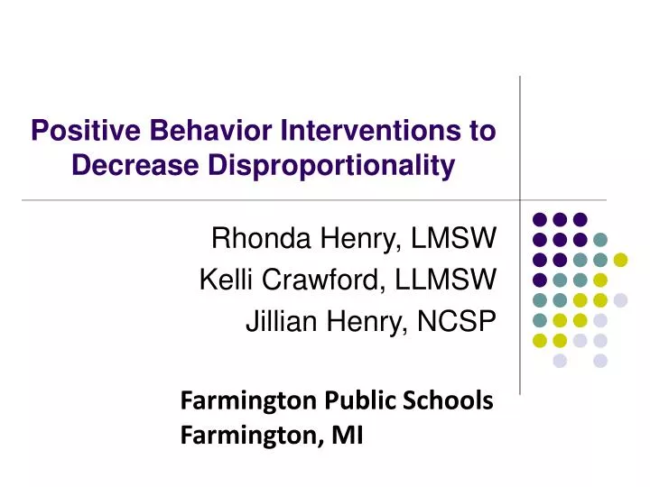 positive behavior interventions to decrease disproportionality