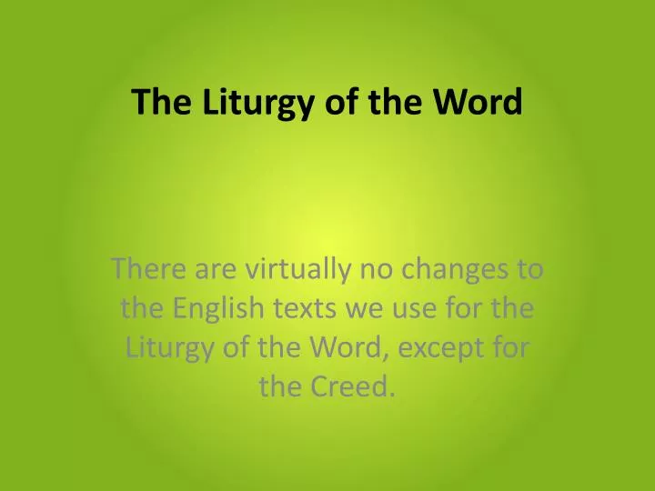 the liturgy of the word