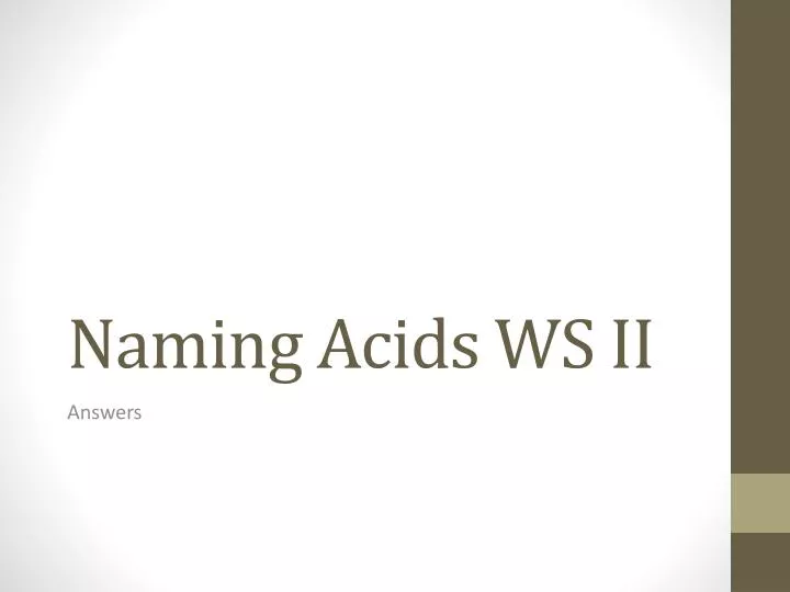 naming acids ws ii
