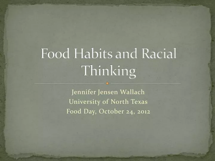 food habits and racial thinking
