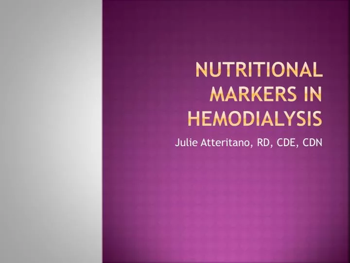 nutritional markers in hemodialysis
