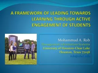 A Framework of Leading towards Learning through Active Engagement of Students
