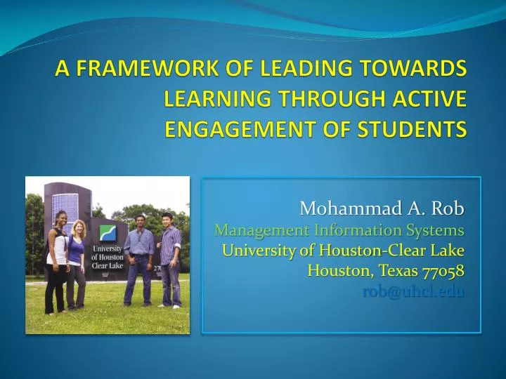 a framework of leading towards learning through active engagement of students