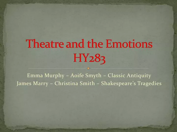 theatre and the emotions hy283
