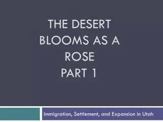 The Desert Blooms as a Rose Part 1