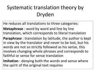 Systematic translation theory by Dryden