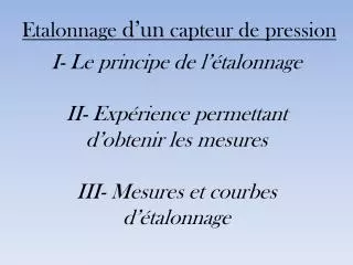 etalonnage d un capteur de pression