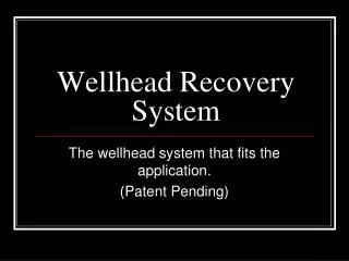 Wellhead Recovery System