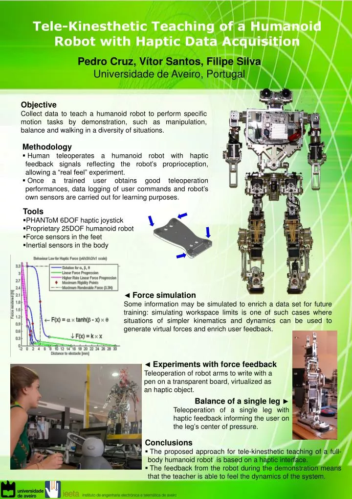 tele kinesthetic teaching of a humanoid robot with haptic data acquisition